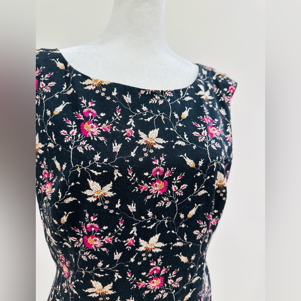 Maggy London Black Floral Sheath Dress with Pink and Cream Accents - Picture 2 of 10